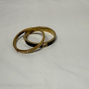 Kate Spade set of two Gold and Black Bangle Bracelets 2.5” diameter
